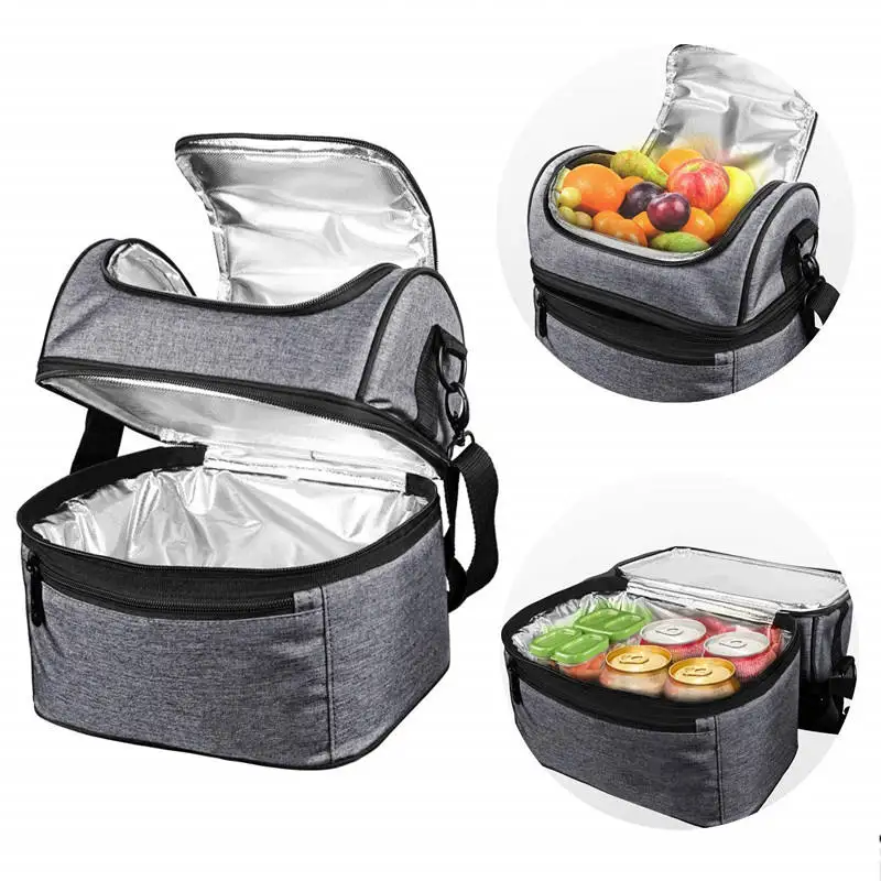 Oxford Soft Cooler Bags for Food Drink Storage Thermal Bag Double Layers Adjustable Shoulder Strap Insulated Tote Lunch Bags