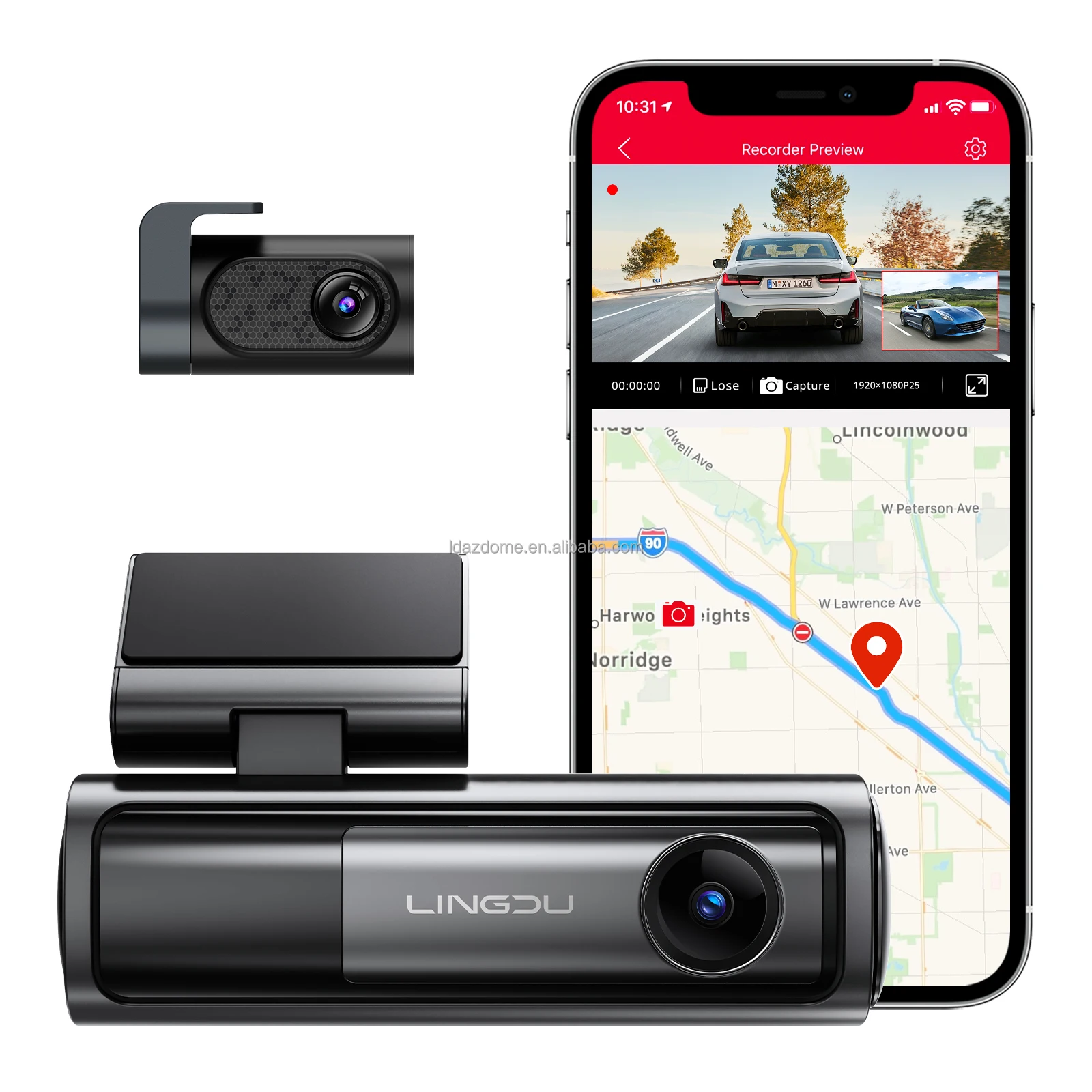 LINGDU LD06-2CH Ultra 4K+2K Dash Cam GPS 5G Wifi Bluetooth EN Voice Control Super Capacitor Car Camera DVR Car Black Box Dashcam