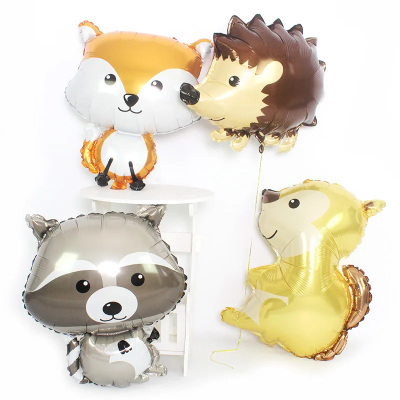 
Hot selling forest animal series aluminum balloon fox raccoon squirrel hedgehog Aluminum Foil Balloon Birthday Decoration 