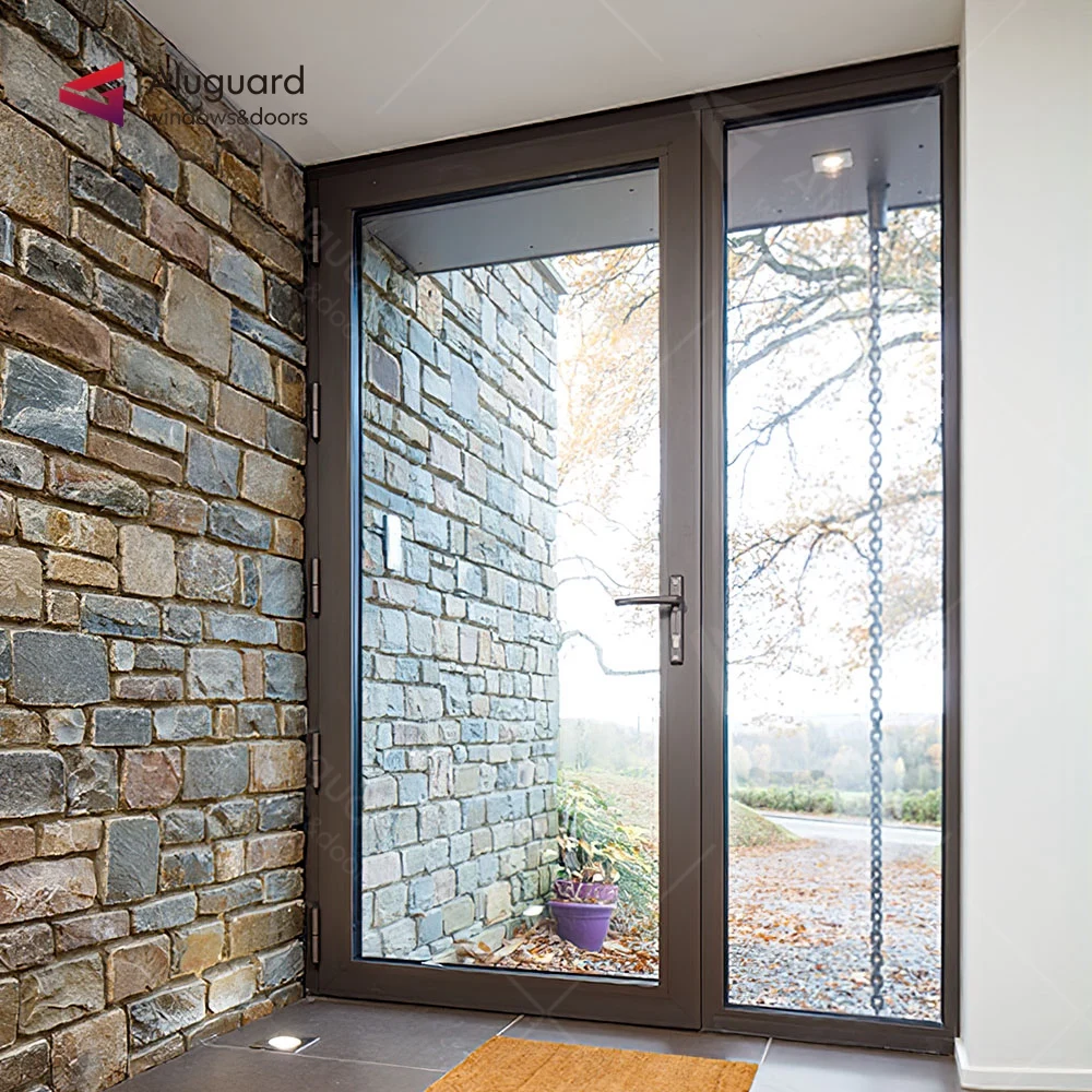 Latest exterior villa bulletproof iron entrance door stone stainless panel steel security door