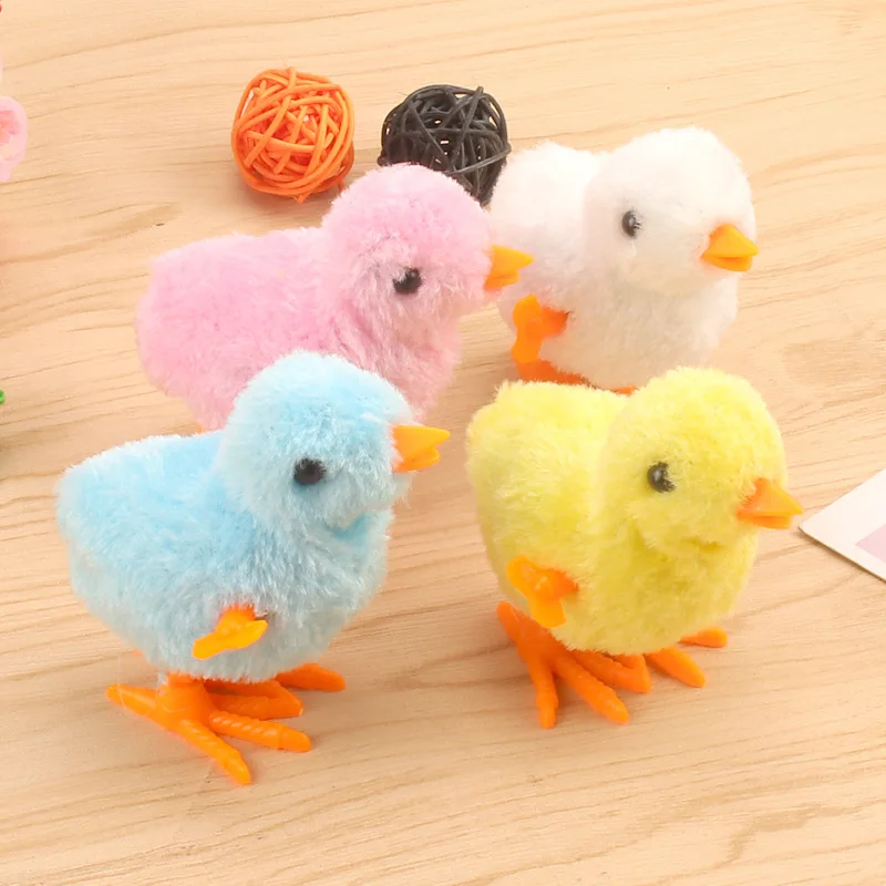 8cm Clockwork Chick Animal Toy For Kids Gift Wind Up Plush Chicken Hopping Funny Cute Small Bird For Toys Popular Random Color