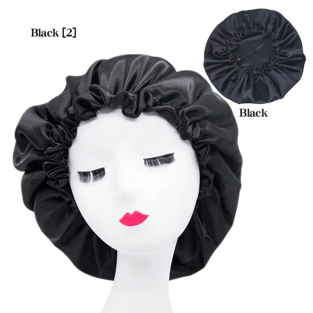 OEM Waterproof Satin Bonnet for Curly Hair Sleeping Wide Band Bonnets for Women Satin Shower Cap