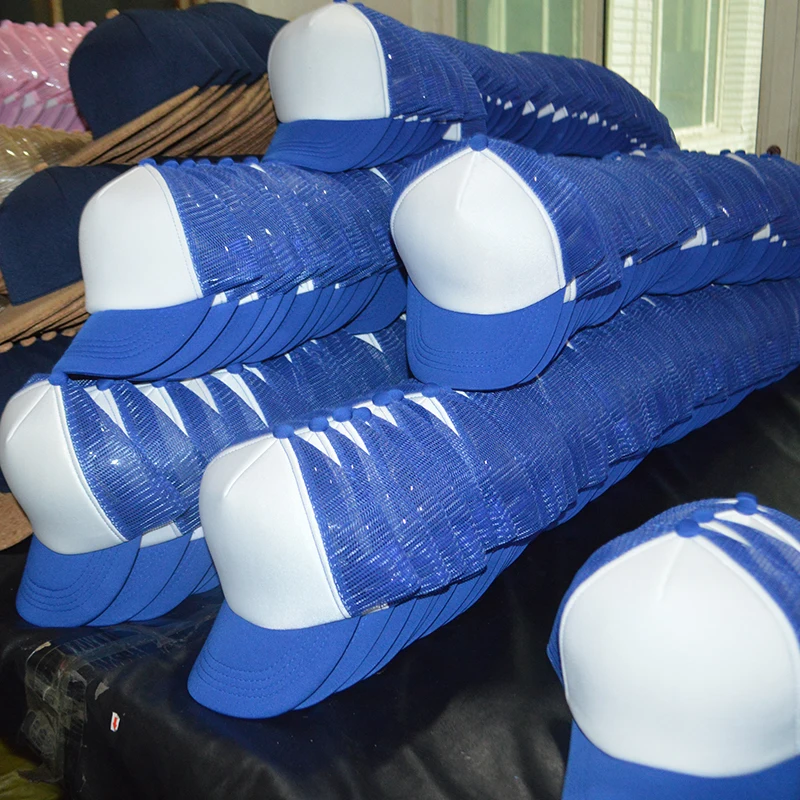 Оптовая продажа пустая спортивная шапка с логотипом на заказ 5 панелей вышивкой сетчатая шапка-тракер из пенопласта