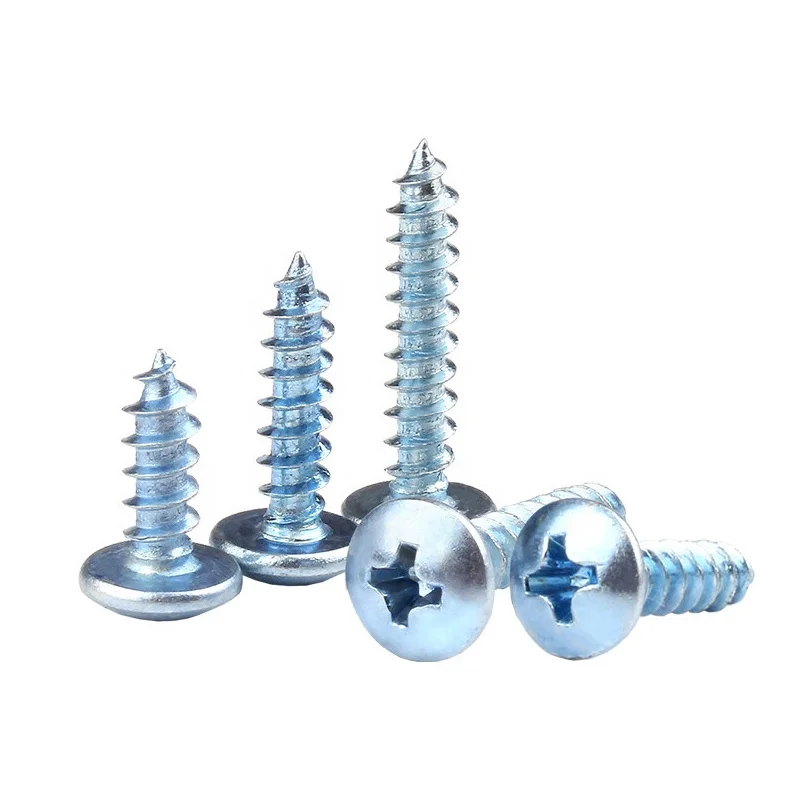 Cross recessed truss head blue zinc plated self tapping screws for metal sheet