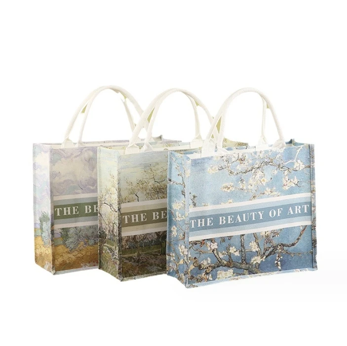 Custom sac en toile manufacturers sac pour femme customized jute bag floral wholesale full print cotton tote bag