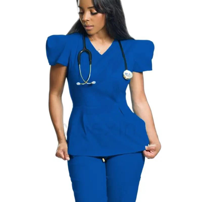 High Quality Nursing Hospital Work Wear Clothing Suits Women Scrubs Uniforms Short Sleeve Nurse Scrub Sets