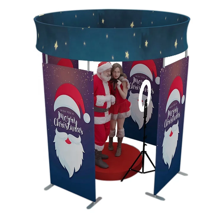 Christmas Trade Show Stand Custom 360 Photo Booth With Backdrops 360 Photo Booth Enclosure Backdrop Led