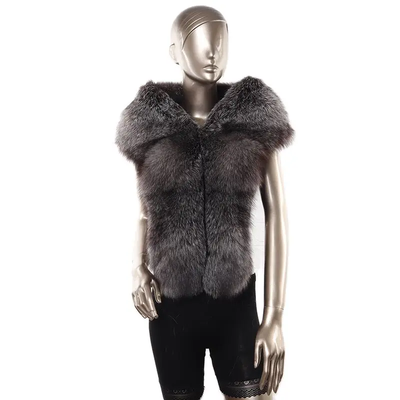 wholesale fur shawl scarves with winter women good quality fluffy fashion sliver fox fur scarf cape for girls