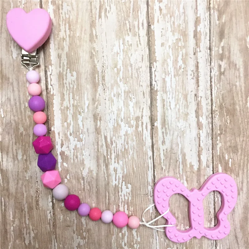 Factory Direct Sale Smooth Surface Water Resistance Good Stability Heart Pacifier Clip
