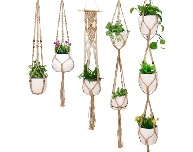 Boho Home Decor Macrame Plant Hangers  Indoor Wall Hanging Planter Basket Flower Pot Holder