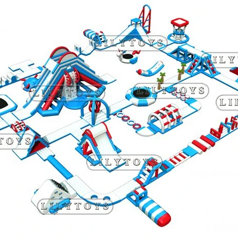 Надувной аквапарк на открытом воздухе/гигантский надувной плавающий аквапарк, используемый в бассейне, озере или море