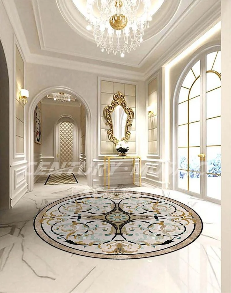 Centurymosaic Wholesale Square Marble Stone Medallion Waterjet Mosaic Tile Flower Pattern Design for Floor