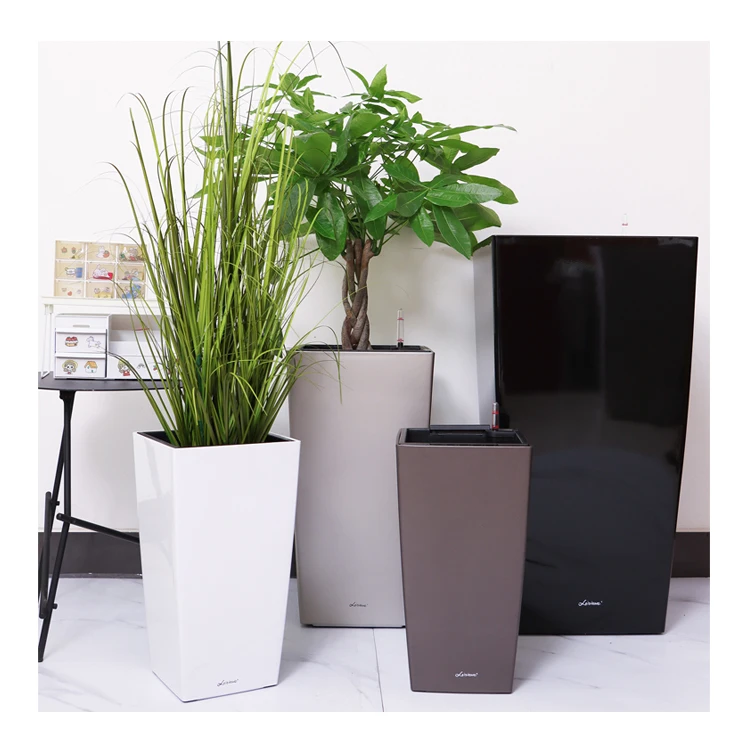 21 Inch Tall Plant Pots With Water Absorbing Square Cylinder Resin Pot Planters for Indoor Outdoor(GQ4-3)