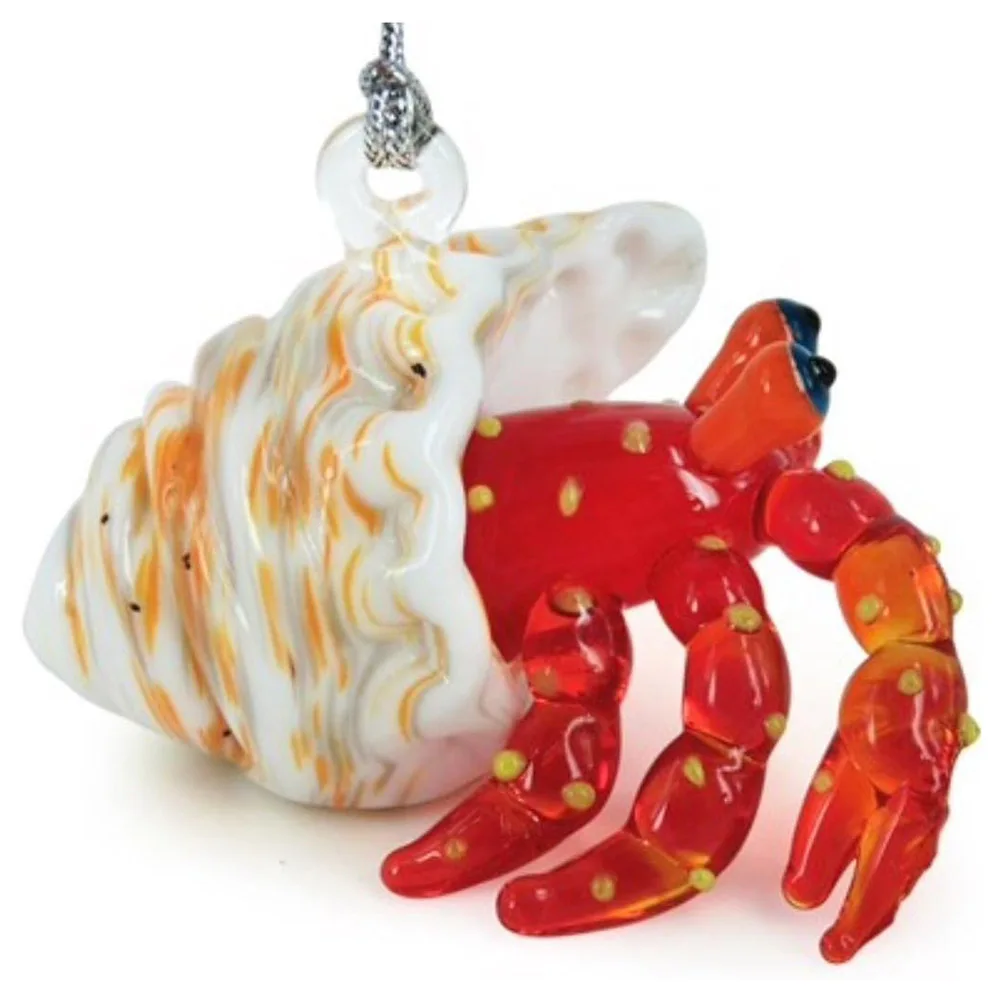 Custom flash glass hanging decorations designs handmade Glass blue Hermit Crab Christmas tree ornament Eco-friendly