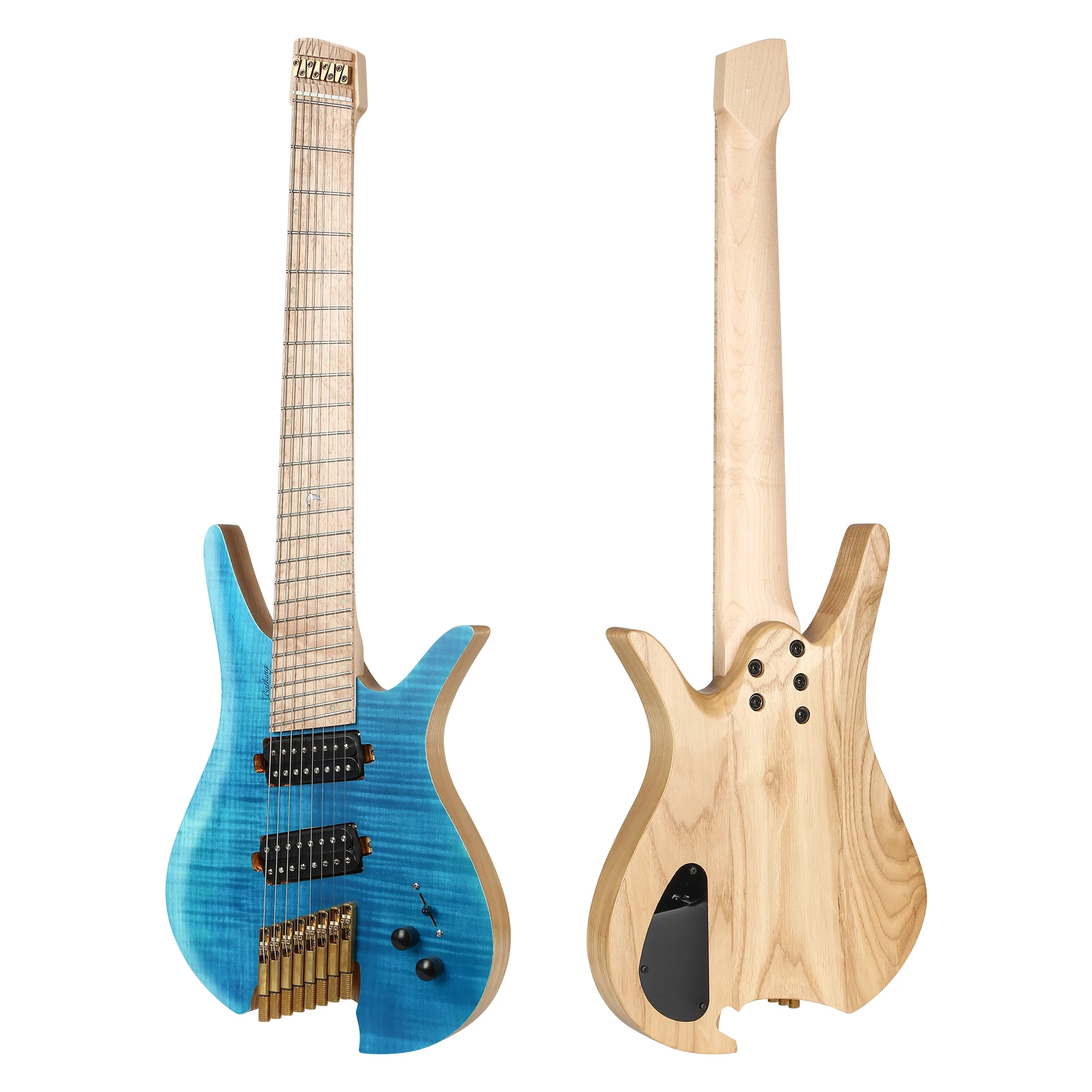 Batking  8 String  Fanned Fret Headless Electric Travel Guitar with Multiscale Birdeyes Fingerboard  Of Luminous Inlay