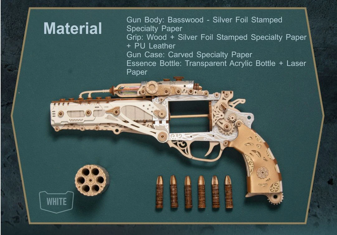 Wood Puzzle Model Kits Toys For Children Kids Girls Birthday Gift MODEL DIY 3D Wooden Puzzle Steam Revolver Assembly