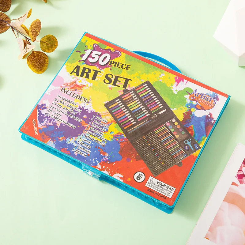 Eco-friendly 150 pieces Crayons Color Pen Set Durable Art Stationery Set for Kids Multi-Color Art Pen Set
