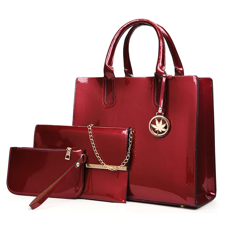 Wholesale large capacity women tote hand bag shoulder clutch purse Pu leather handbags ladies set 4 piece