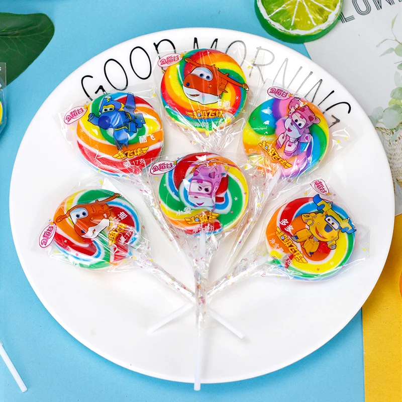 Candy Manufacturer Halal 17G Rainbow Round Stick Fruit-Flavored Sliced Lollipop Candy