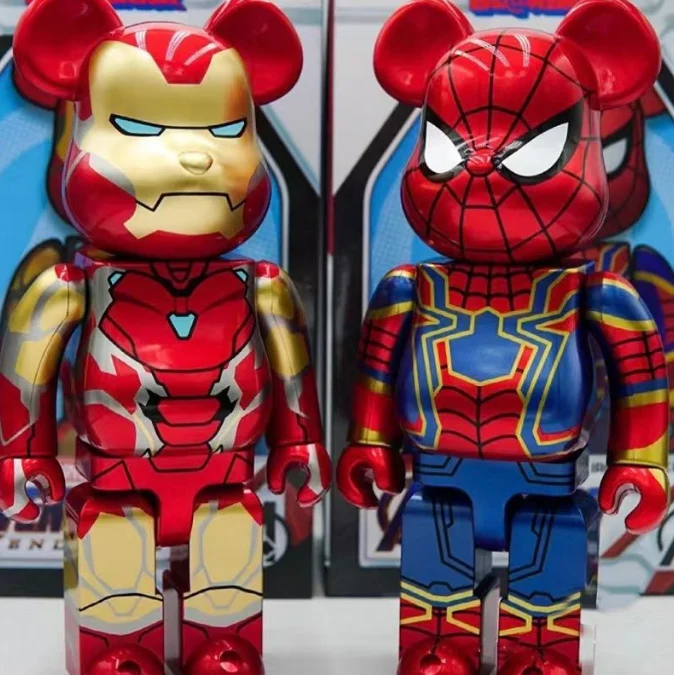 2 цвета 28 см 400% прилив бренд Bearbrick Марвел «Железный человек» «Человек-паук» киви арбуз ABS фигурку с штучной