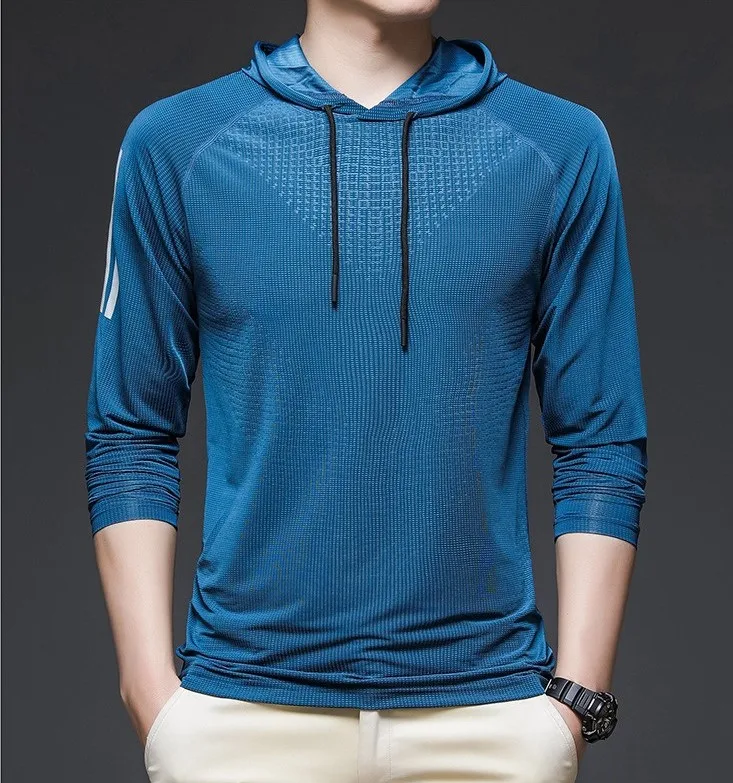 long sleeve gym hooded t-shirts workout men clothing quick dry long sleeve t-shirts hoodie