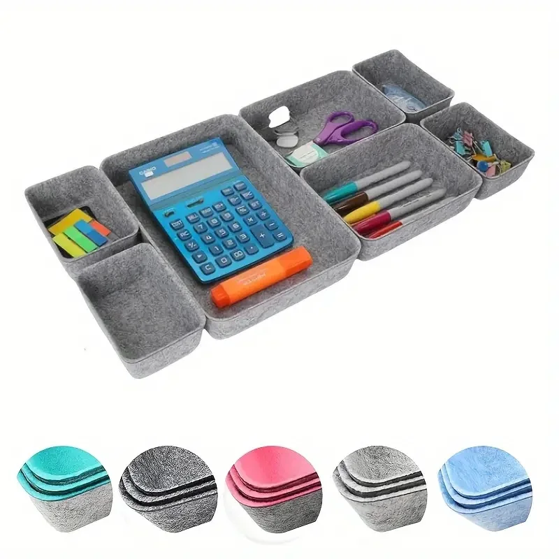Wholesale In-Stock Seven-Piece Integrated Molding Snack Felt Storage Box for Household Goods Storage