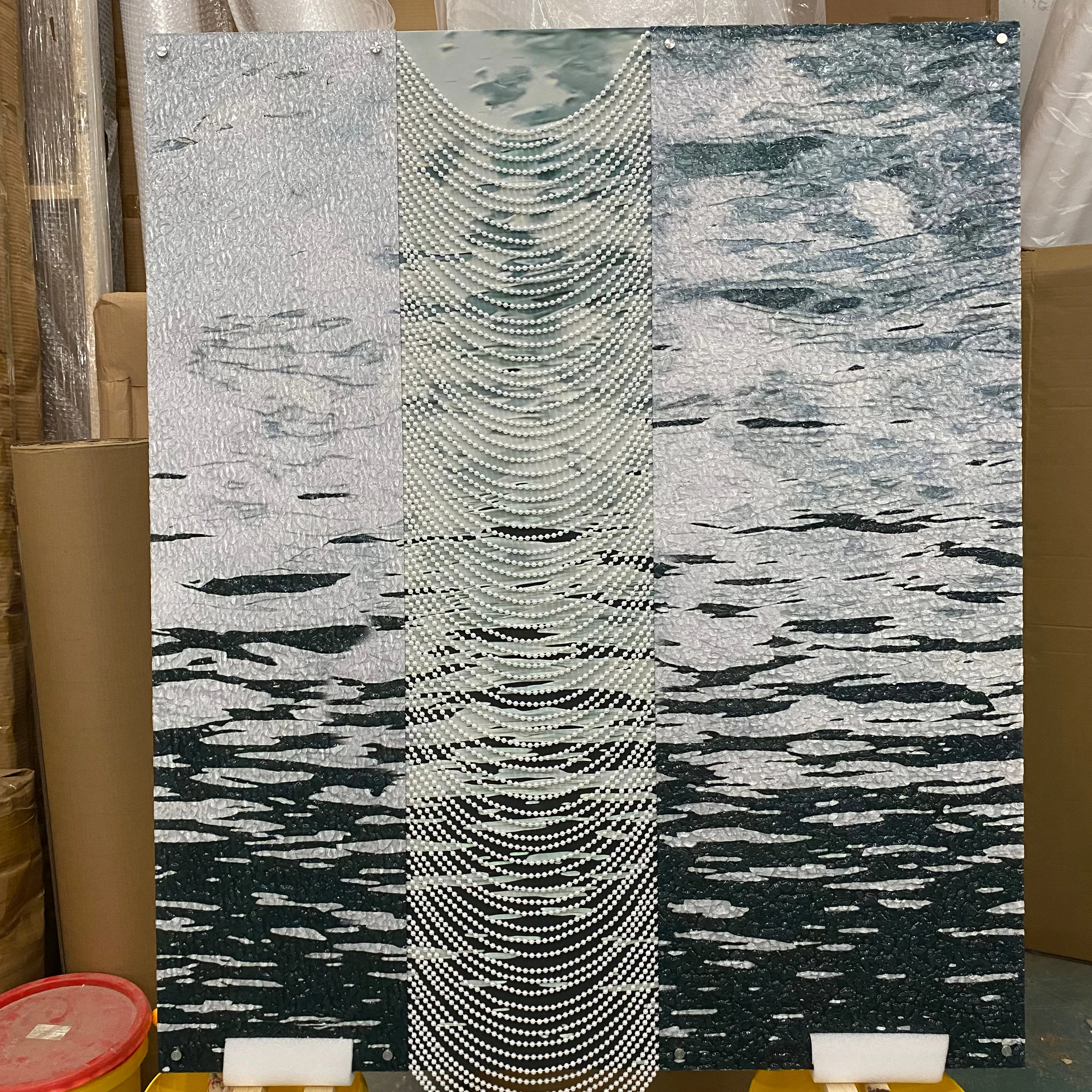Wholesale Modern Wave Wall Art Luxury Handmade Pearl Design on the sea wall art for Home Decor