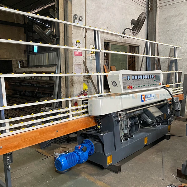 Factory price 13 motor glass edging machine customized 9 motor heads vertical glass edging machine with plc control