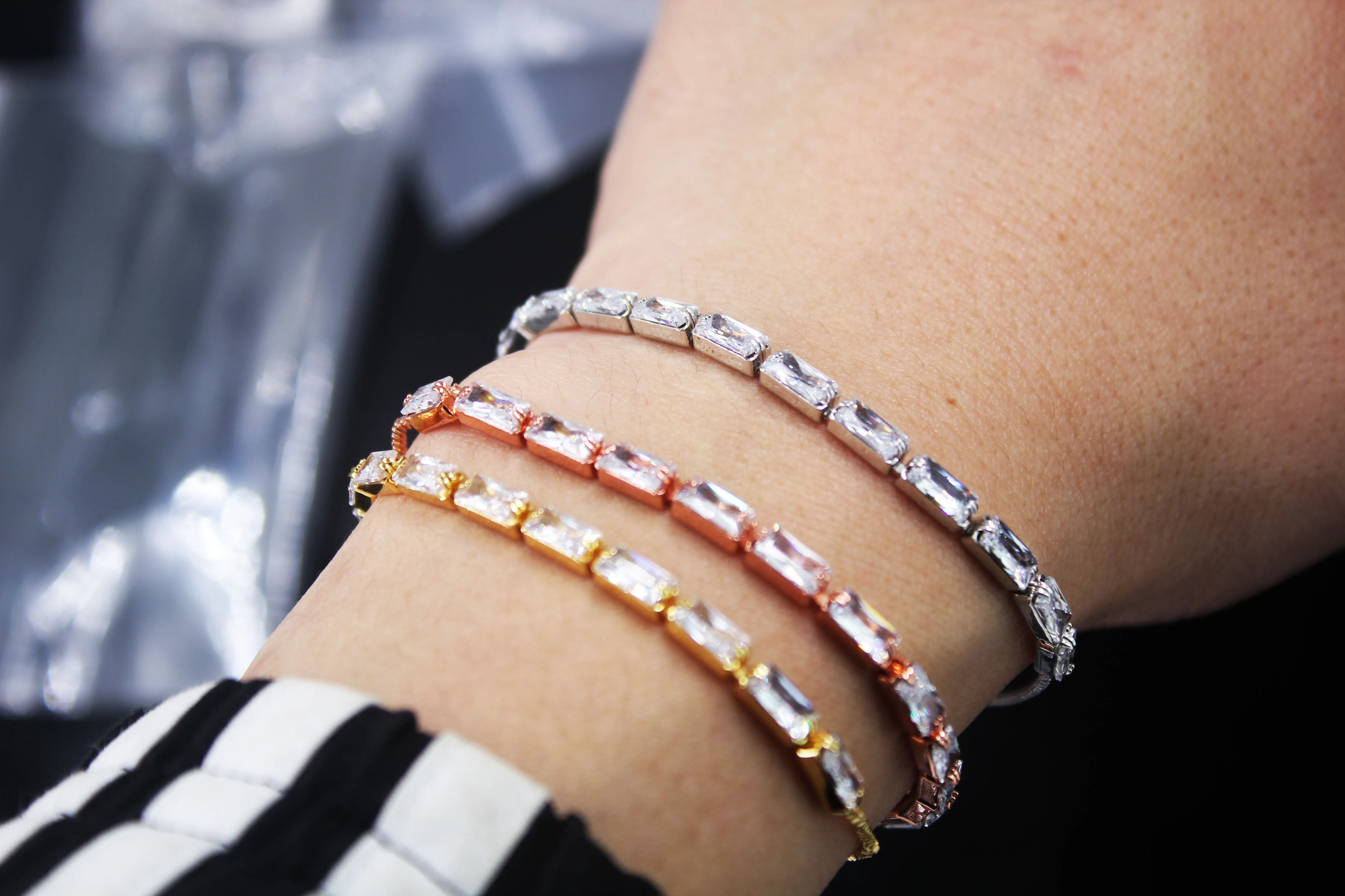 BMZ 2024 New top grade quality colorful crystal stones bling adjustable wrap tennis bracelet