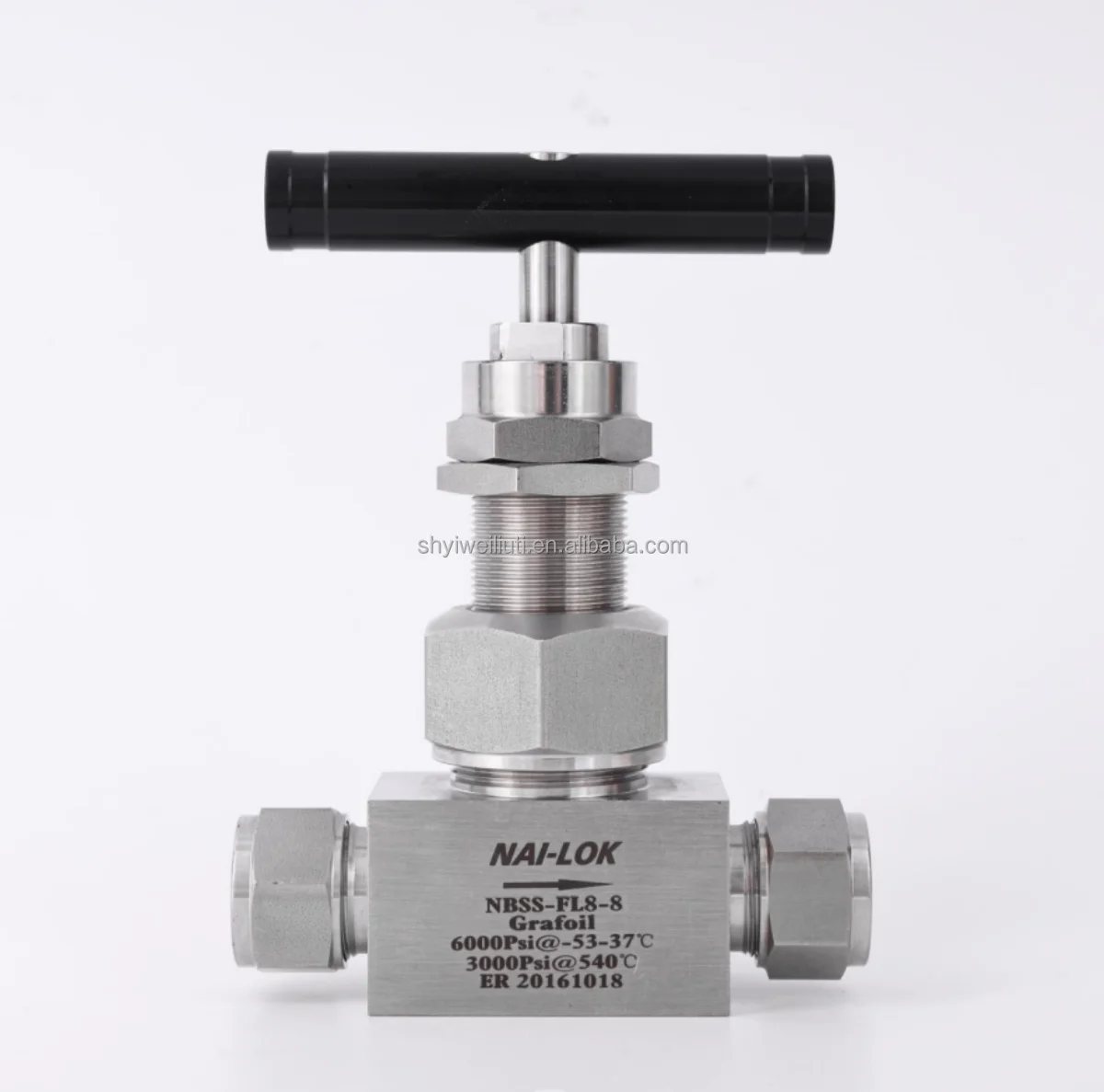 NAI-LOK High Pressure 6000psi Stainless Steel  316 1/4 inch Double Ferrule Graphite Packing Needle Valve for Gas Pipeline