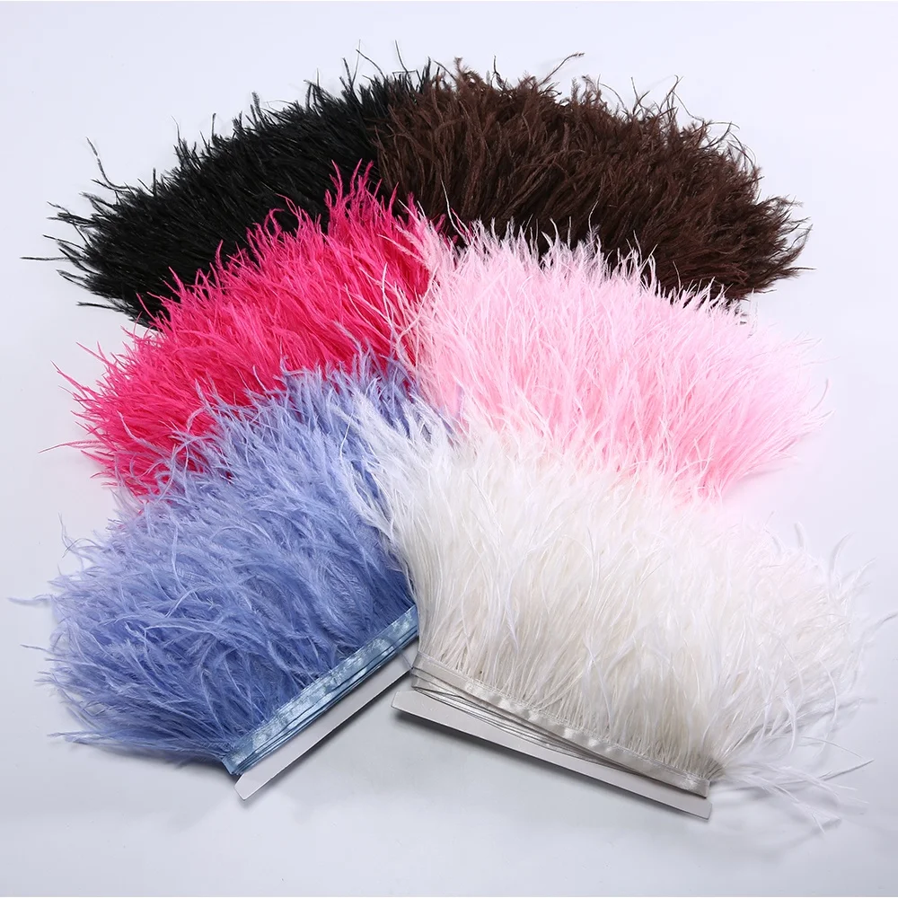 10-15cm Ostrich Feathers Fringes, Feather Trim for Dress Sewing Craft Clothing Wedding Decoration