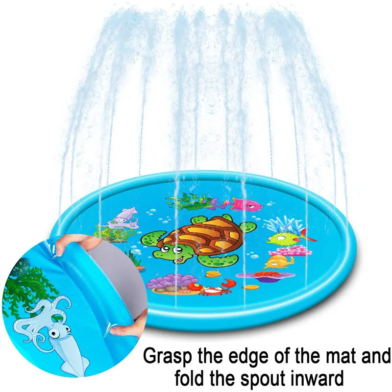 Custom Splash Sprinkler Thicken With Sprinkler Hard Plastic Pool Pet Outdoor Play Water Mat Toys Pad For Dogs Cats