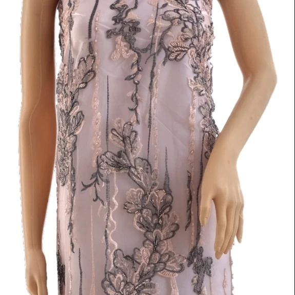 
 Высококачественная кружевная ткань 4d с цветочной вышивкой и бисером для платья  