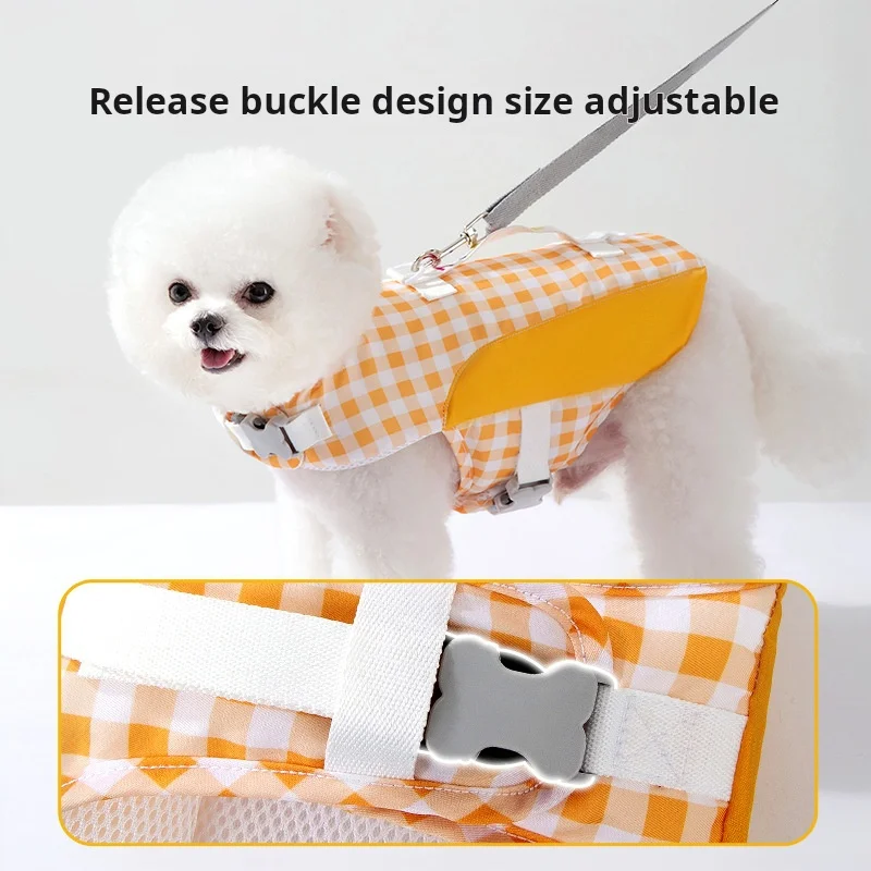 Fast Shipping Wholesale Manufacturer Waterproof Adjustable Swimming Pool Dog Life Jacket Yellow Luxury Pet Saving Jacket