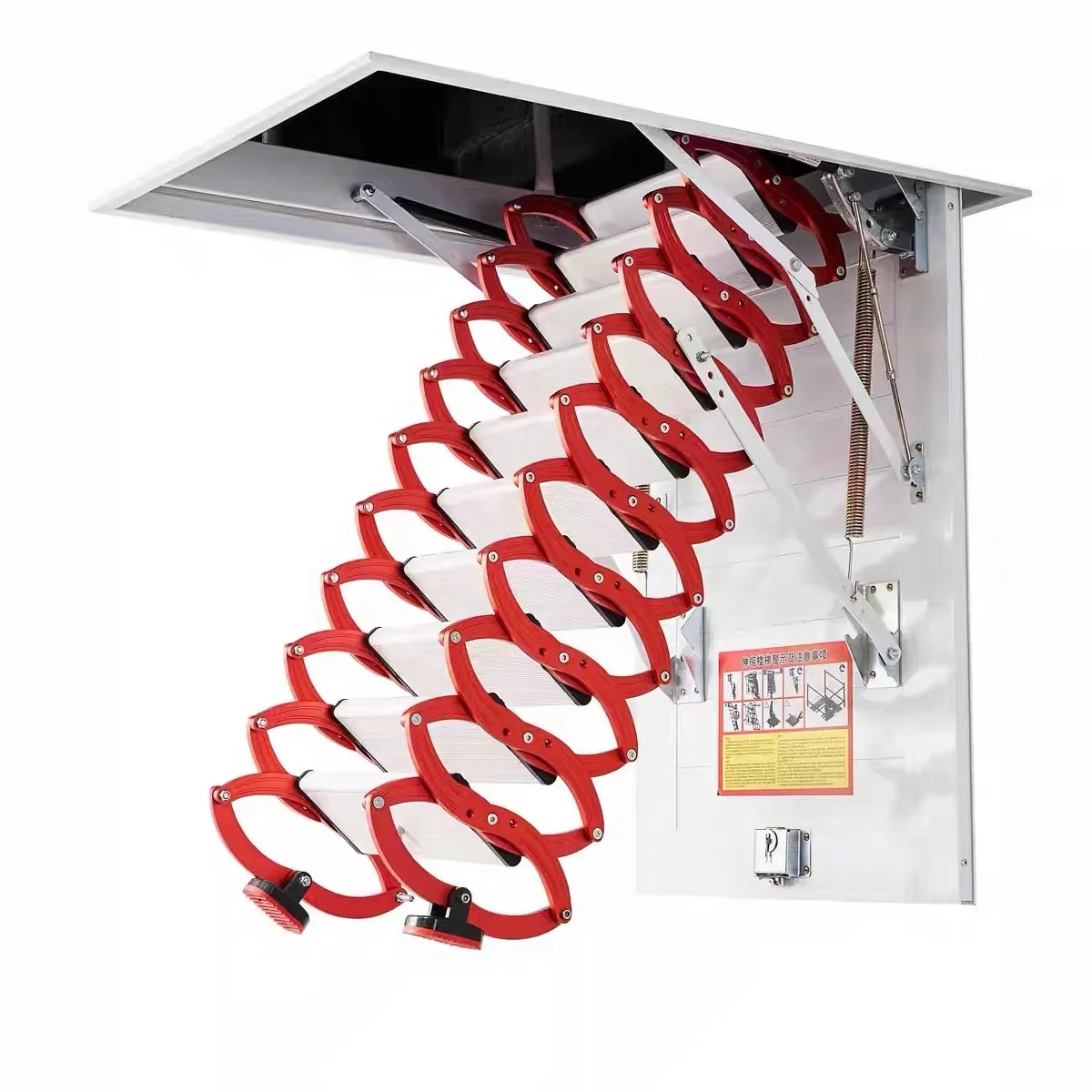 Luxury Metallic Luster Anodizing Reinforced Attic Retractable Roof Ladder Max Loading 300 kgs