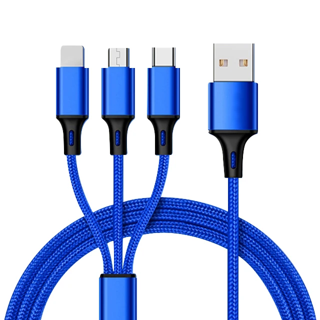 
Custom logo fast charging multi usb charger 3 in 1 cable for iphone type c micro 