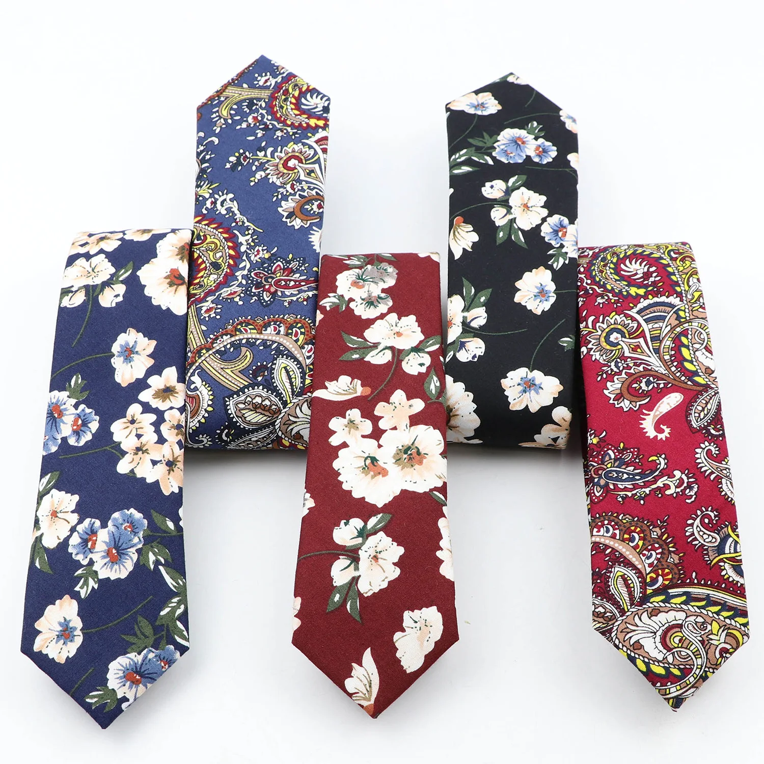 Галстук для мужчин новый цветочный тонкий хлопковый галстук повседневного костюма платьев галстуков классический с цветочным принтом свадебные аксессуары