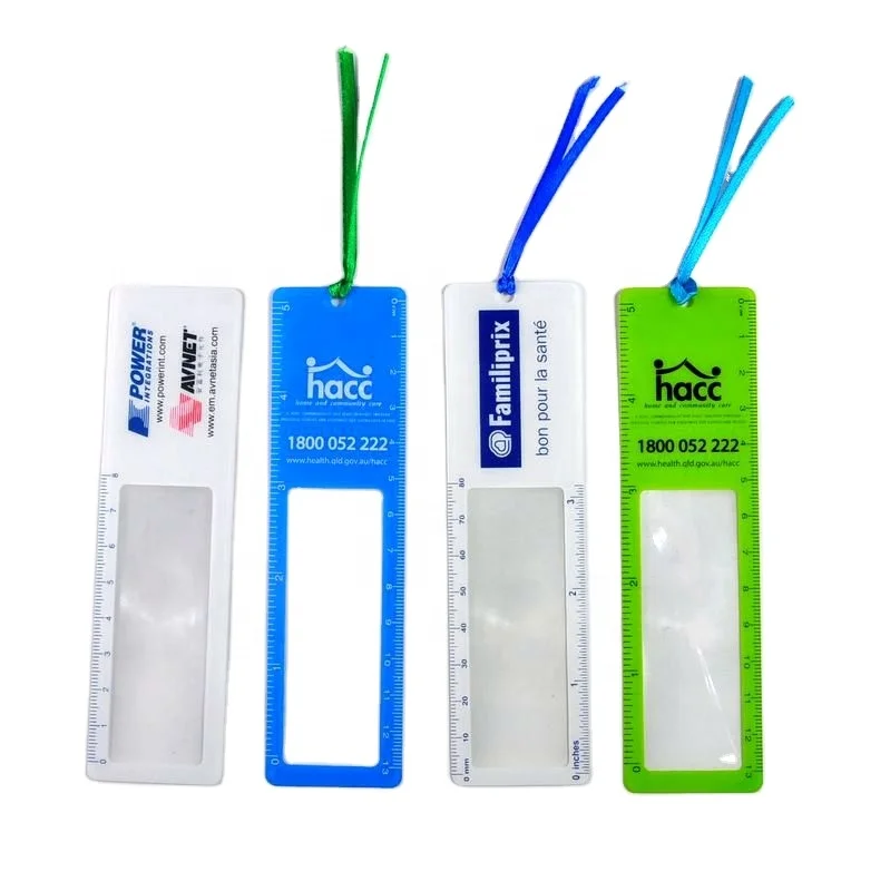 187*65mm 3x Bookmark with Ruler Magnifying Glass, Free Sample bookmark magnifier