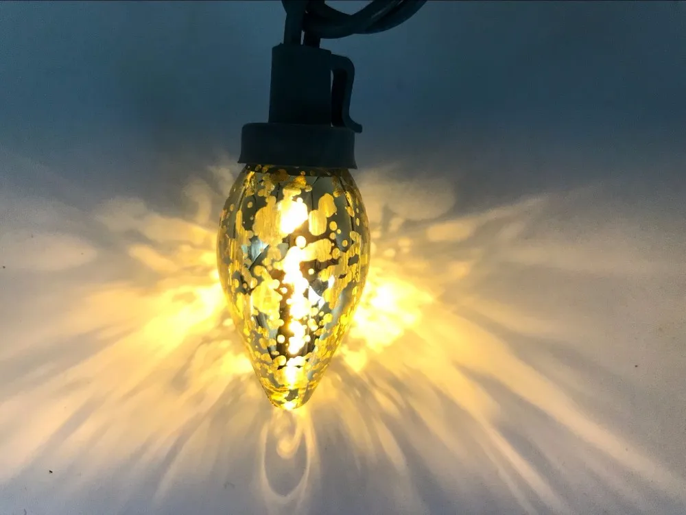 UL Listed Mercury Gold C7 Led Christmas Light Bulb Waterproof Xmas String Lights Outdoor For Christmas Tree Party Home