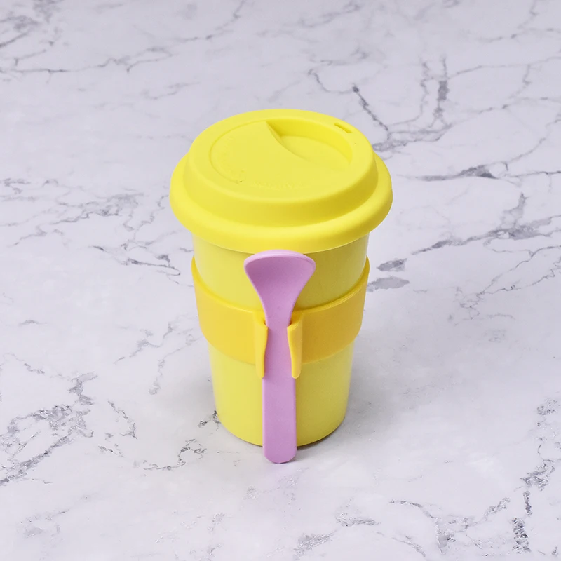 Reusable environment-friendly PLA polylactic acid coffee cup with lid can be fully degraded