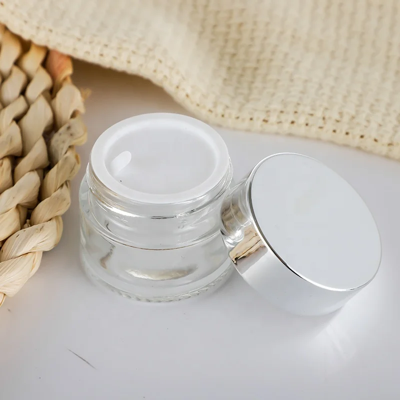 Wholesale empty frosted food grade 5g 10g 15g 20g 30g 50g 10g 4oz cosmetic glass jar amber glass jar aluminum cap