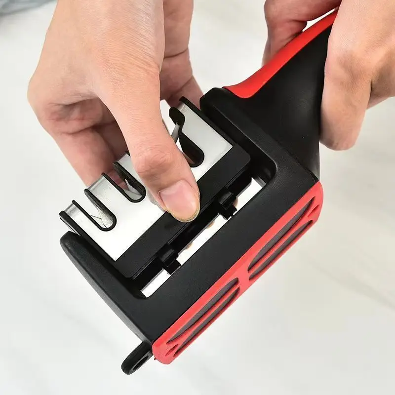 Low Price Wholesale Home Kitchen Stable Portable Knife Sharpening Red Black Afiador De Faca Knife Sharpener