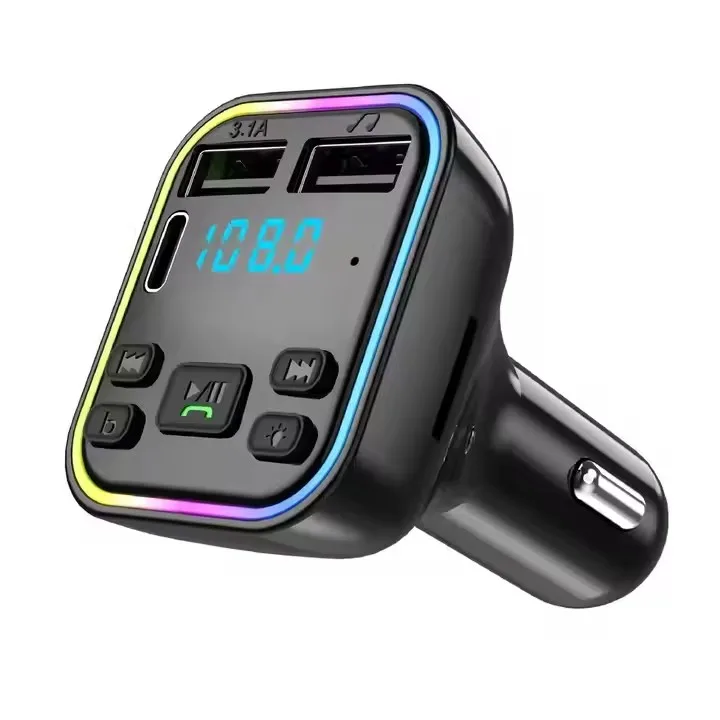 Upgrade Your Drive Tech: RGB Car MP3 Player Kit FM Transmitter - Bluetooth Faster Charger  Type-C  USB Audio