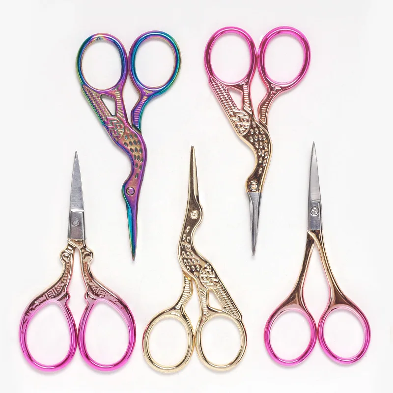OEM/ODM Retro Style Crane Shaped Gradient Facial Hair Scissors For Nose, Beard, Eyebrows And Eyelashes Hair Cutting