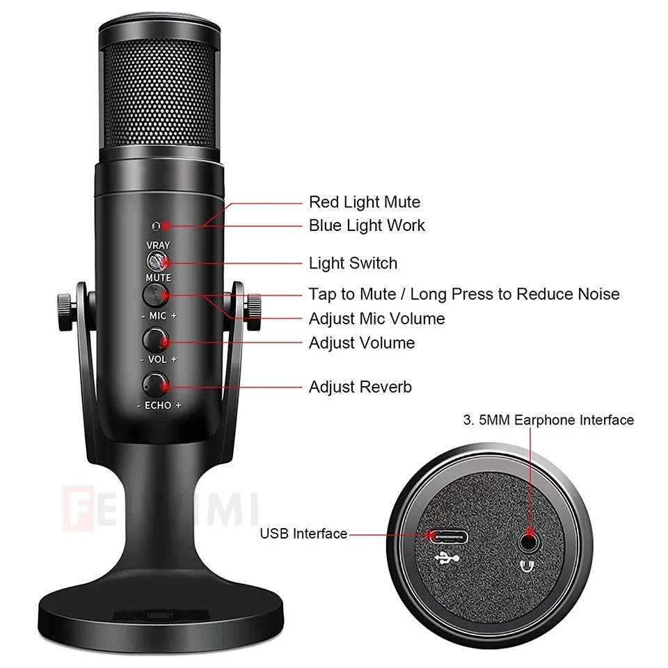 Professional Usb Rgb Colorful Breathing Live Dedicated Recording Mic Studio Gaming Microphone For Pc Ps4 Ps5 Mac