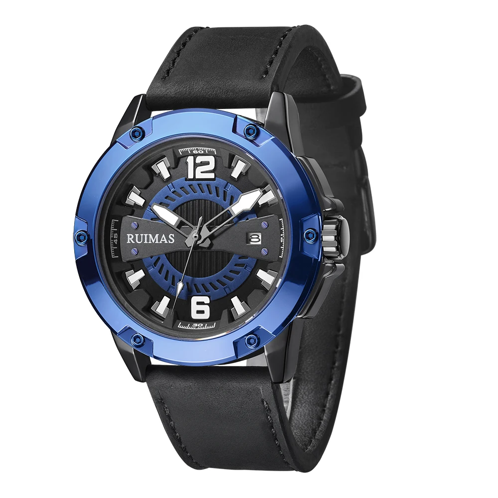 
RUIMAS Wholesale Luxury Men Stainless Steel Back Water Resistant Round Quartz Watch 
