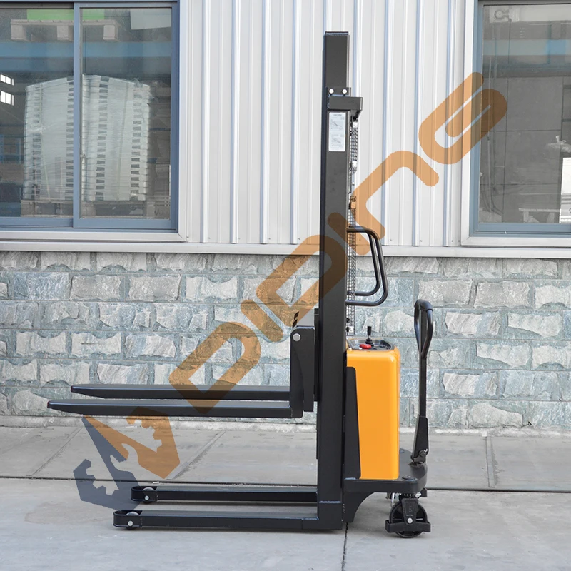 1000kg 1ton 1500kg Semi-electric Pallet Stacker hot sale Mini Pallet Stacker with High quality brake