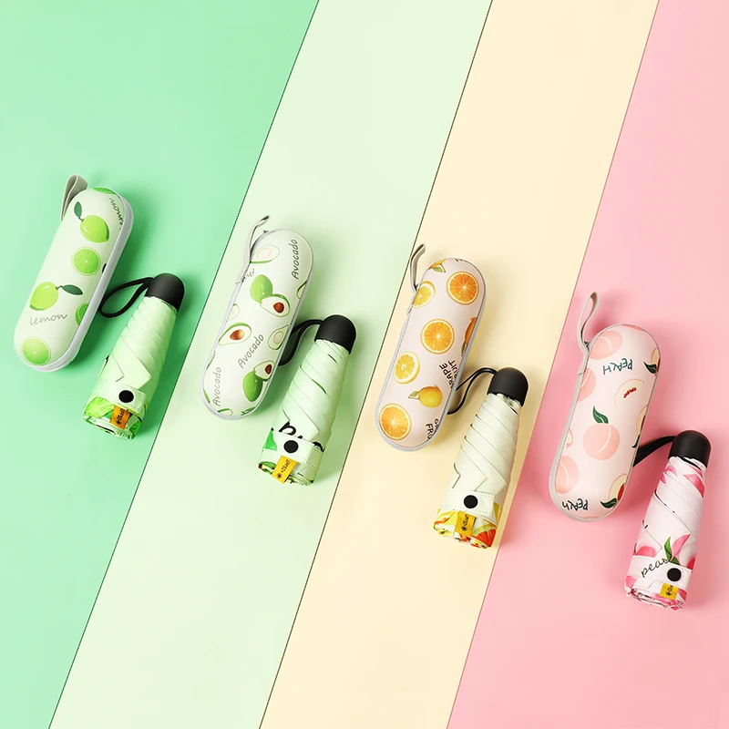 cheap travel Logo custom Capsule 5 folded mini folding umbrella