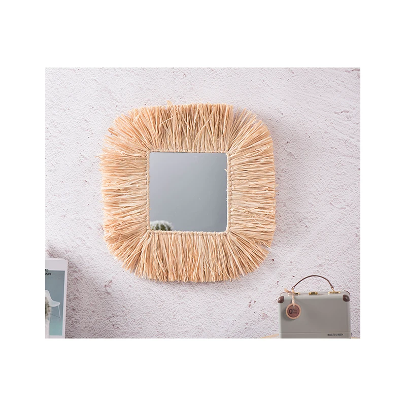 Деревенский винтажный ручной работы круглый горячая Распродажа Тканое декоративное зеркало