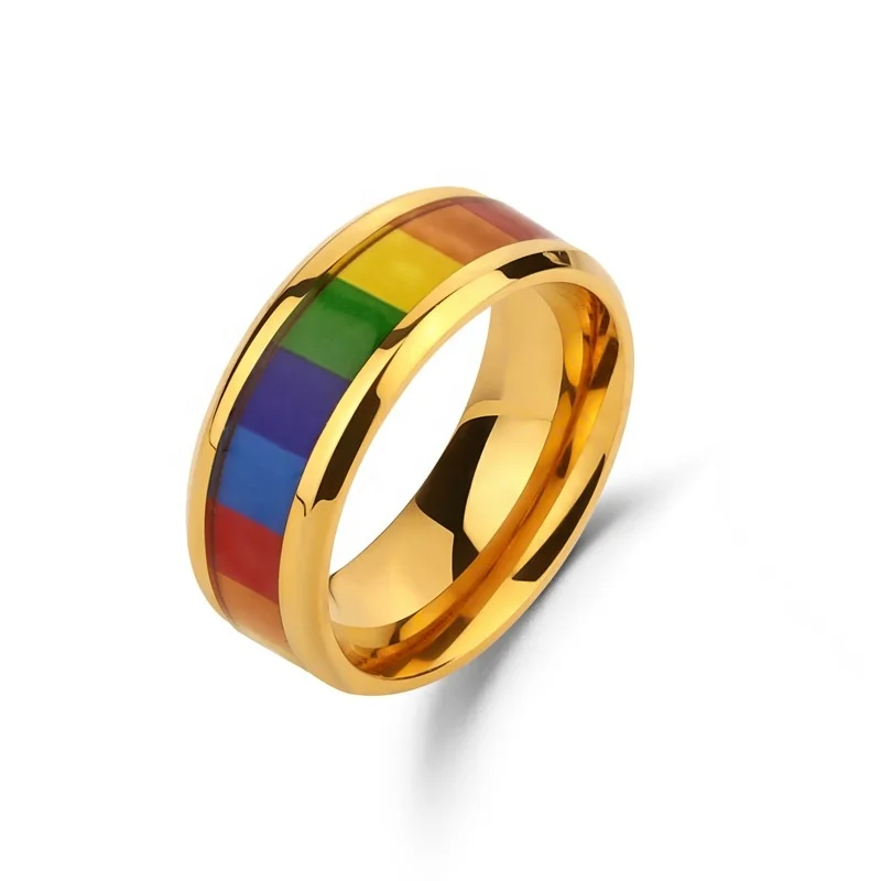
Manufacturers wholesale cross-border popular fashion colorful stainless steel ring 